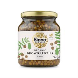 Biona Organic Brown Lentils in Glass Jars 360g