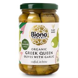 Biona Organic Greek Queen Olives Stuffed with Garlic 370g