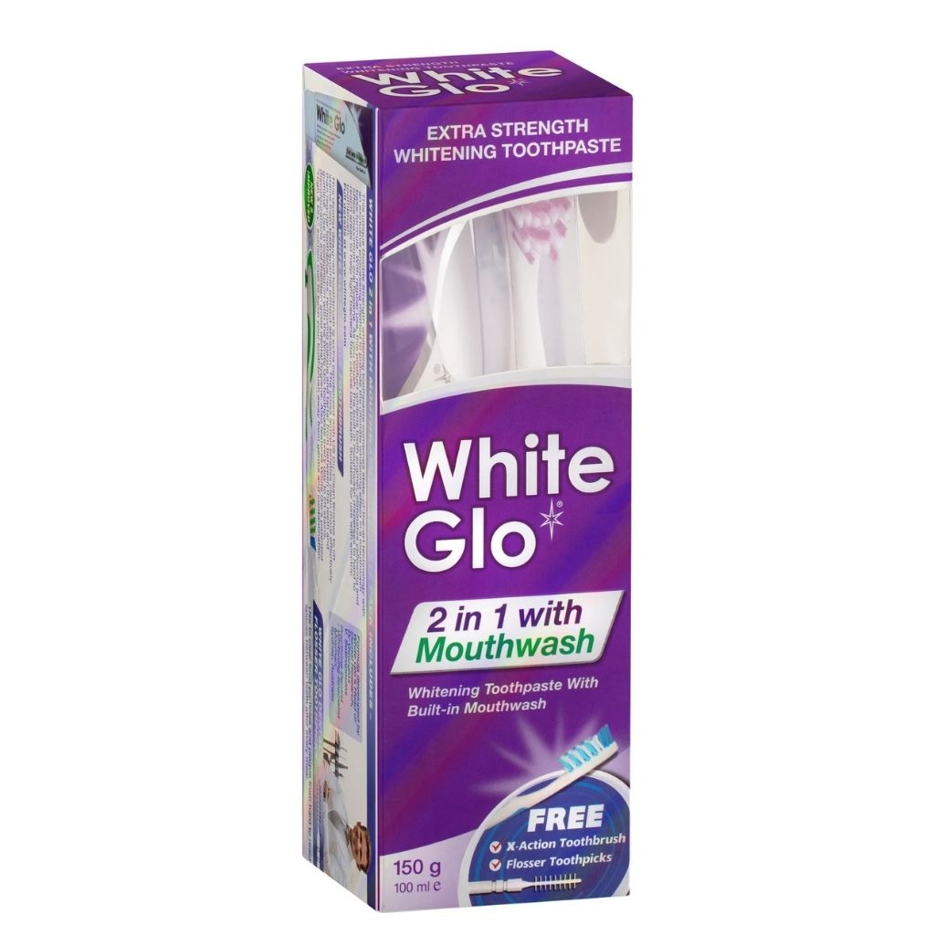 WHITE GLO 2in1 with Mouthwash Toothpaste 100 ML