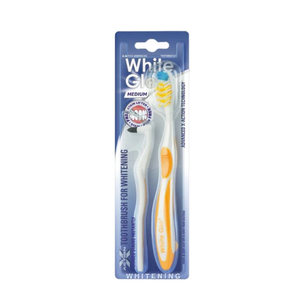 WHITE GLO Toothbrush with Free Stain Lifter - Medium